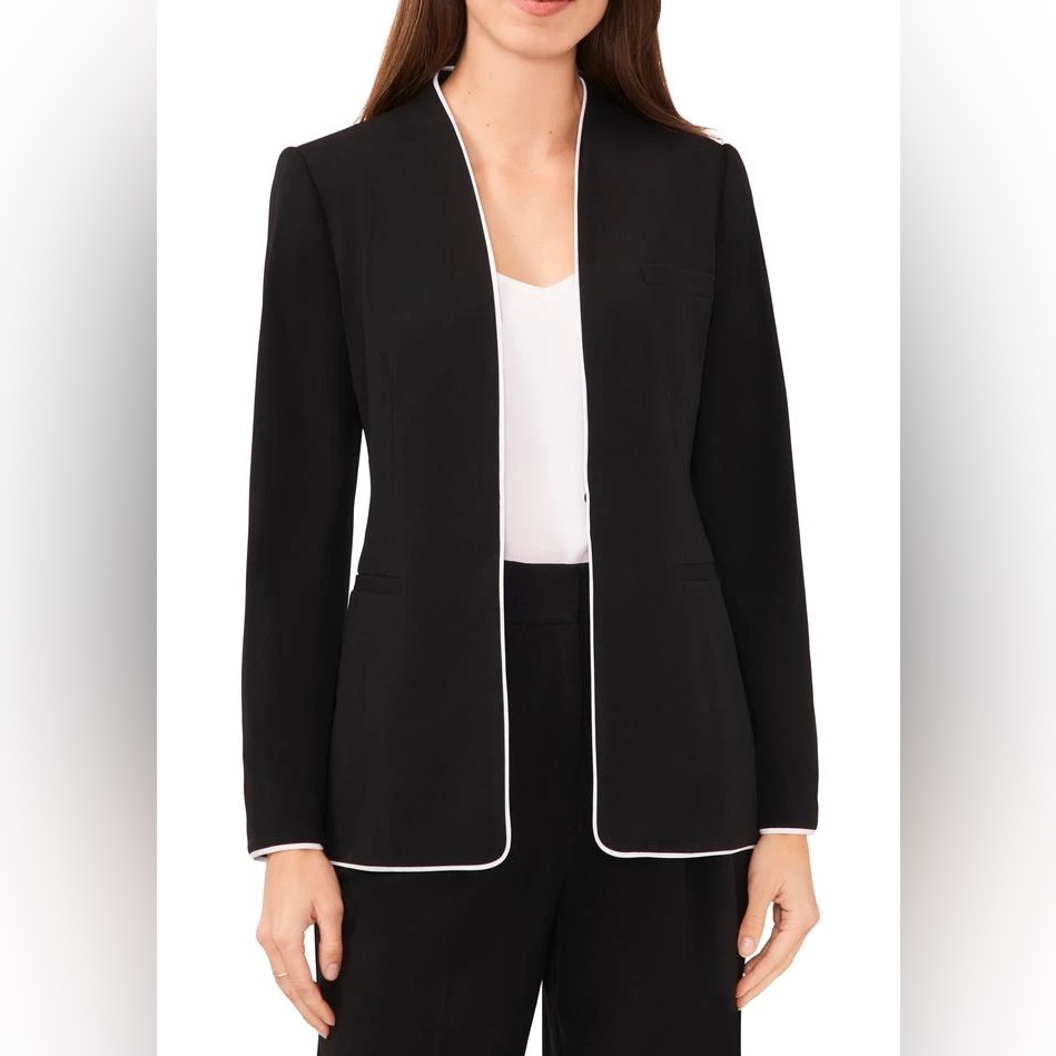 Halogen Piped Trim Collarless Blazer